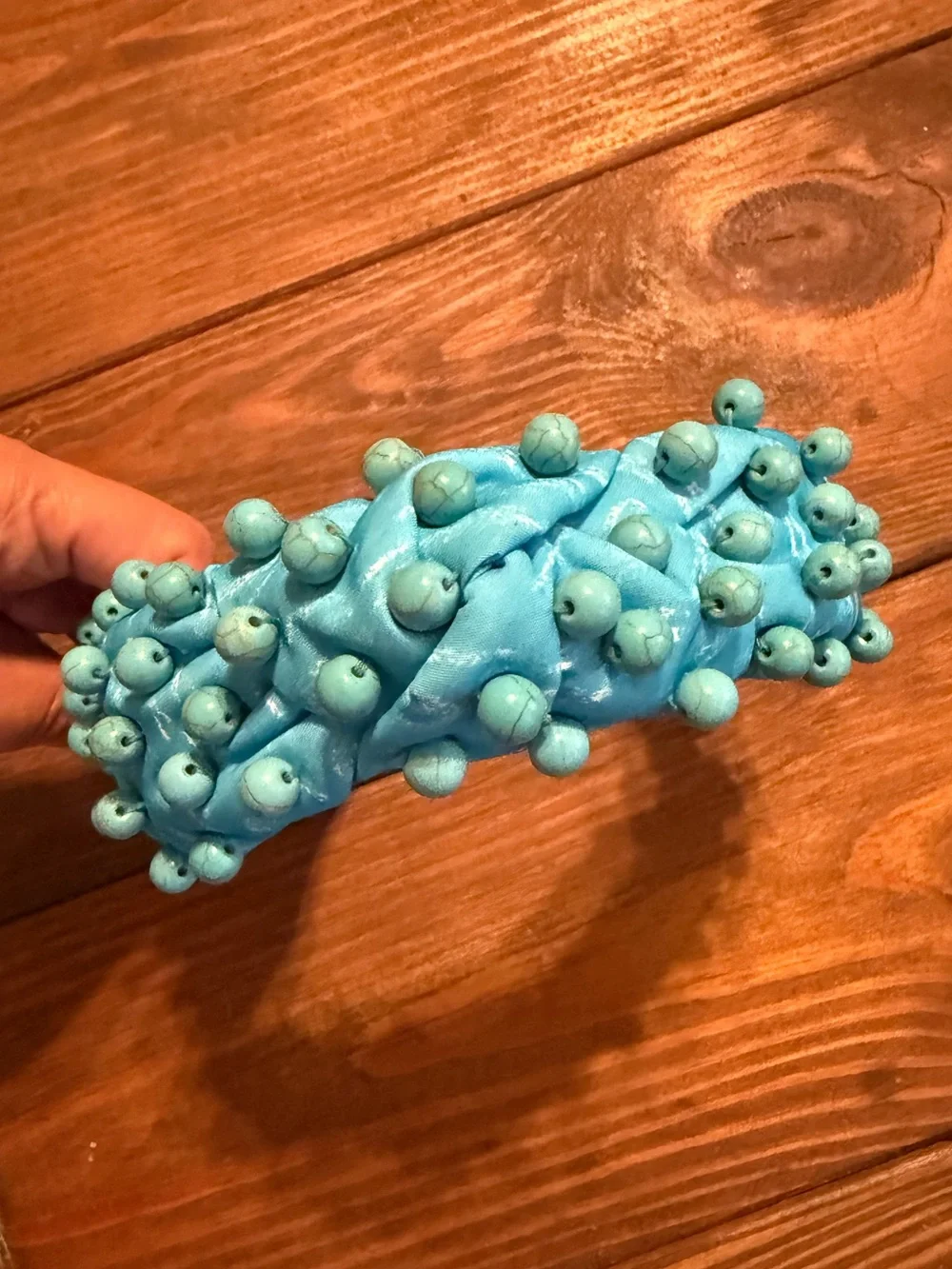 Brianna Cannon Knotted Wide Turquoise Beaded Headband